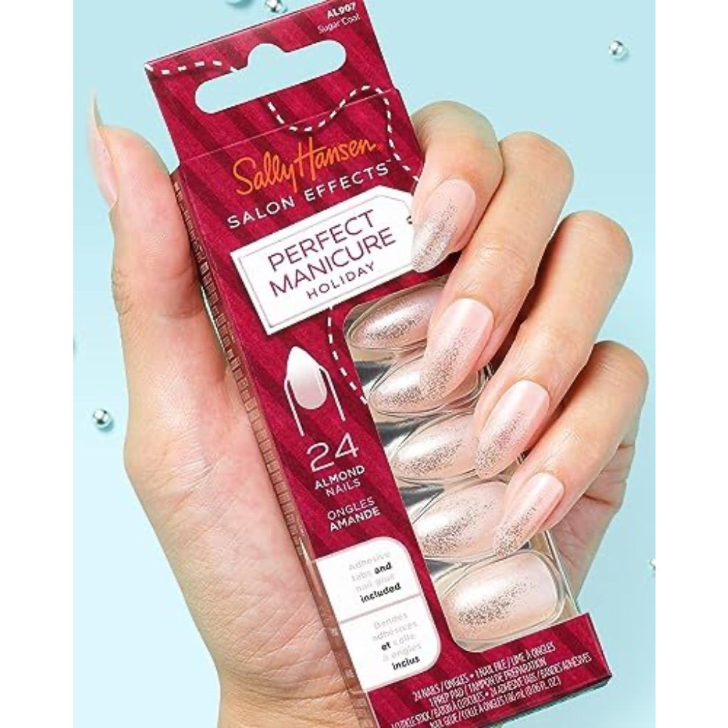 Sally Hansen Salon EffectsÂ® Perfect Manicureâ„¢ Press-on Nails, Premium Fake Nails Available in Coffin, Square, Oval and Almond 8.0 G