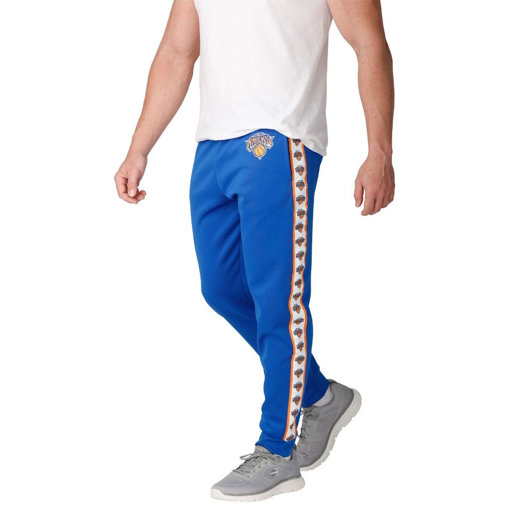 FOCO New York Knicks NBA Stripe Logo Track Suit Pants Men’s Sz L Blue