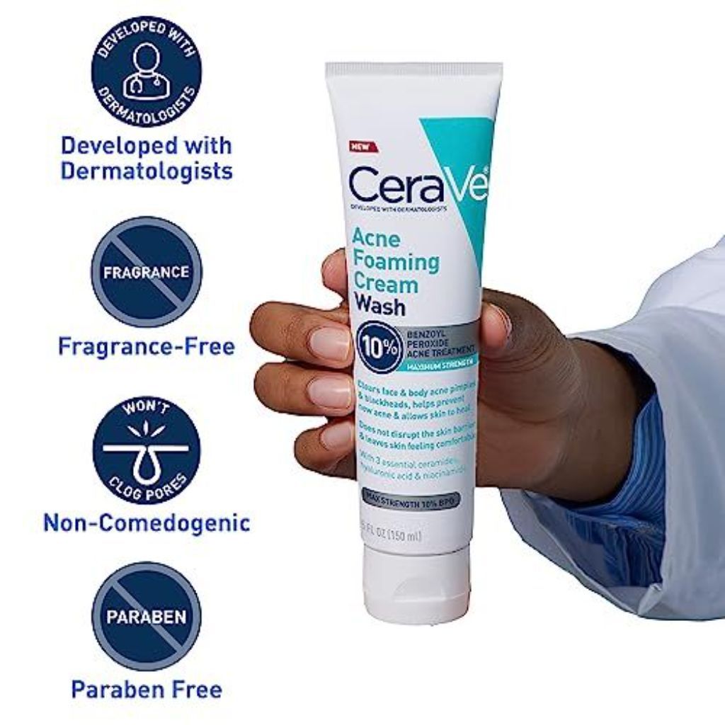CeraVe Acne Foaming Cream Wash with 10% BPO - 5 fl. oz.