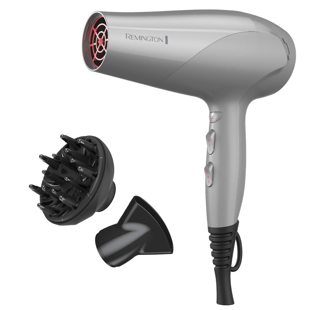 Remington Damage Protection Hair Dryer with Ceramic Ionic Tourmaline Technology & Diffuser - Gray