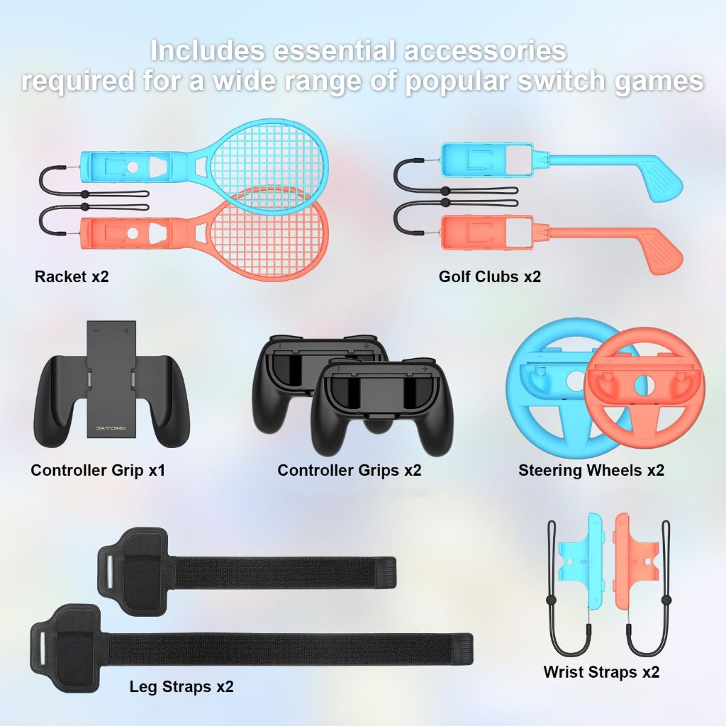 Gamorek Switch 2 Sports Accessories Bundle Compatible with Nintendo Switch 2 Console & Joy-con (Only fit Switch 2)