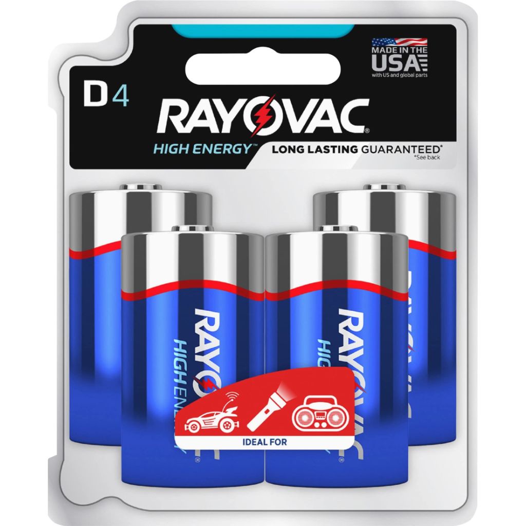 Rayovac Alkaline Batteries - D Cell - 4 Pack