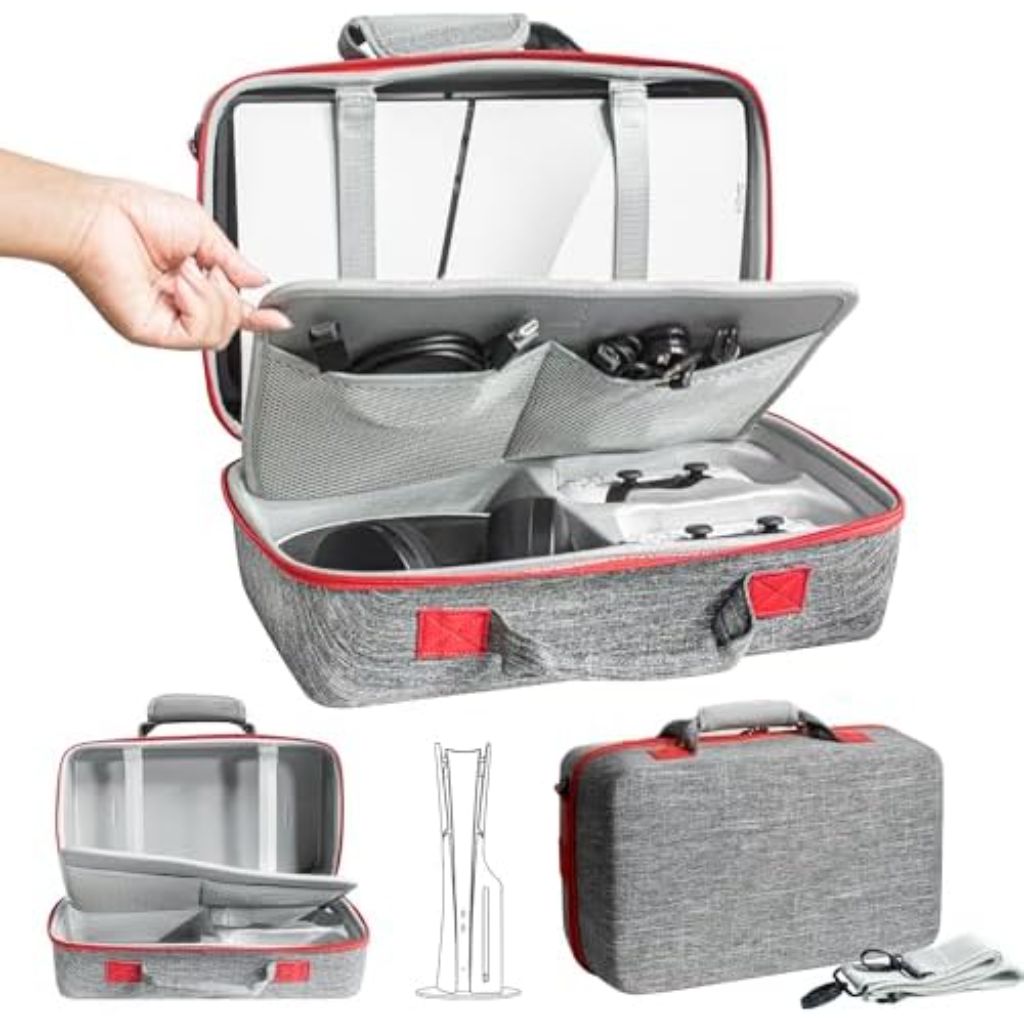 ASNOMY Hard Shell Carrying Case Compatible with PS5 Slim - Gray
