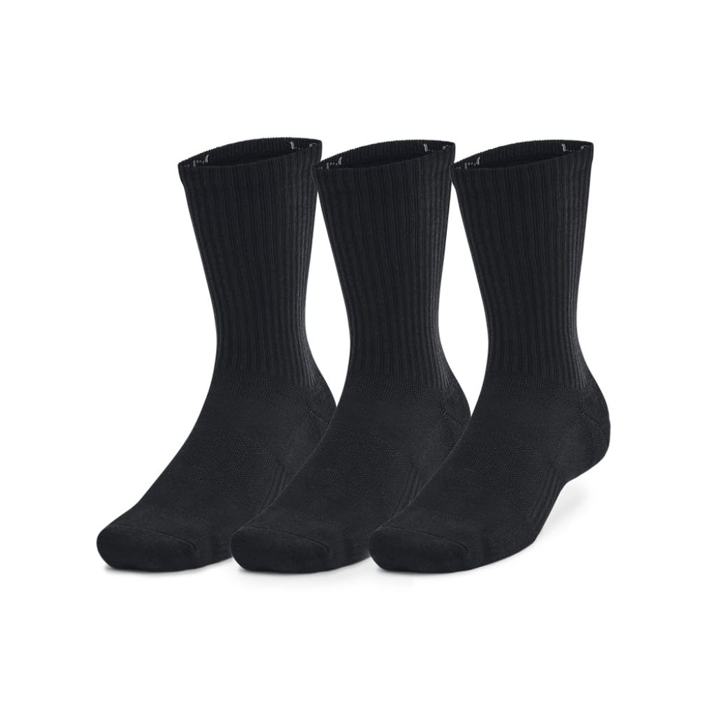 Under Armour Adult Training Cotton Crew Socks - Black, XL (3 Pairs)