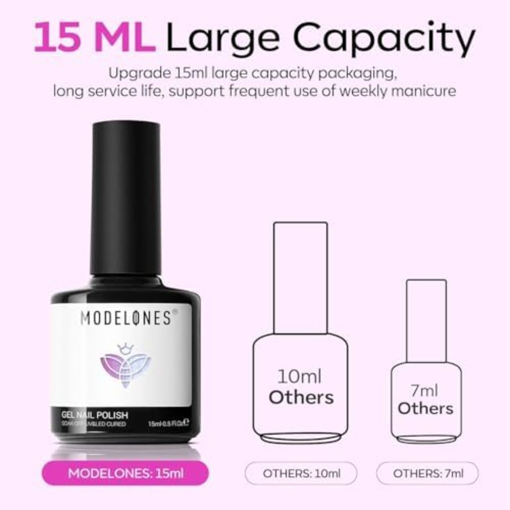 modelones Gel Nail Polish Set 009 Pearl Pink, Purple - 0.24 fl. oz. (6ct)