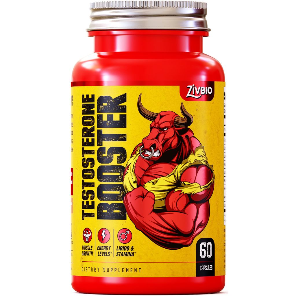ZIVBIO Testosterone Booster - Male Enhancing Supplement for Muscle Growth 60ct