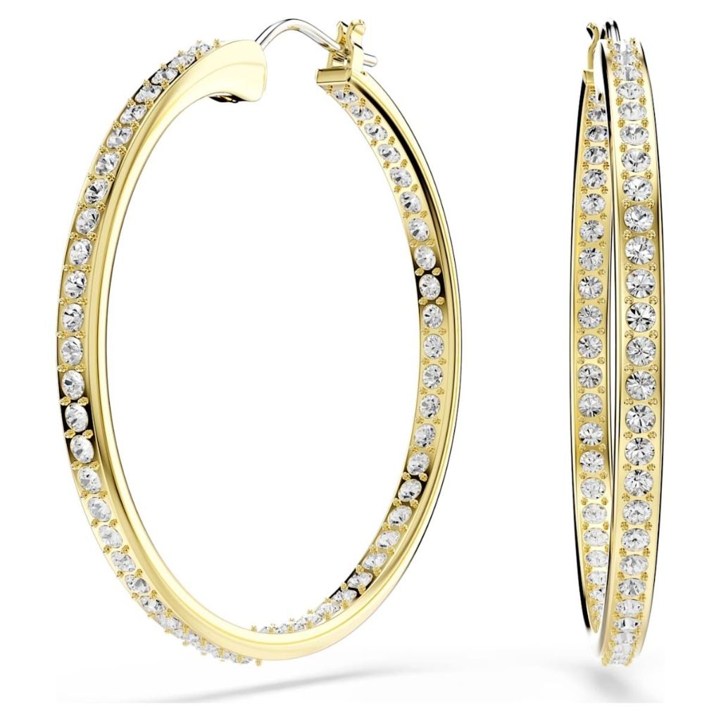 Swarovski Sommerset Hoop Earrings Medium White Gold-tone plated 5734281