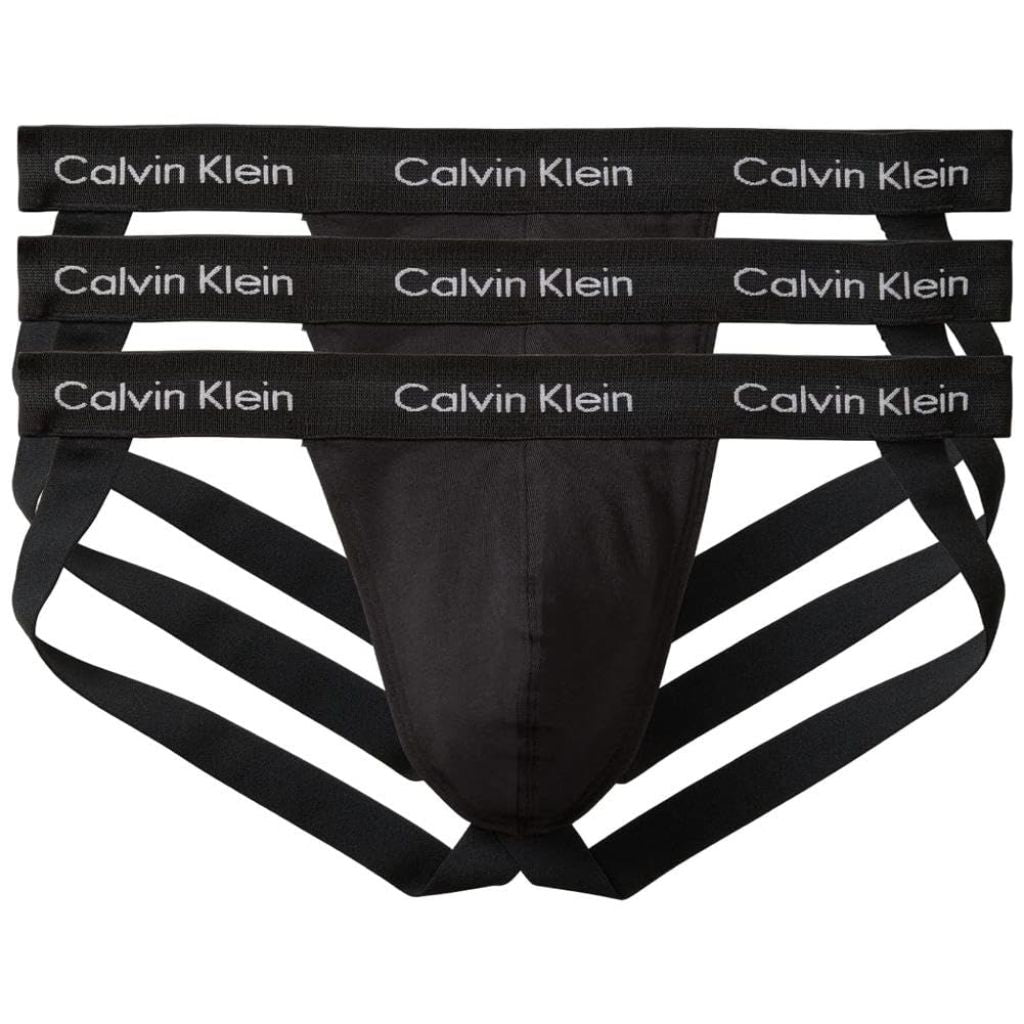 Calvin Klein Cotton Stretch 3pk Jock Strap, Black - size L/G