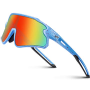 RIVBOS Youth Baseball Sunglasses for Kids(Boys&Girls)  - Black/Blue Magenta Dot Frame-Rainbow Lens RYS007