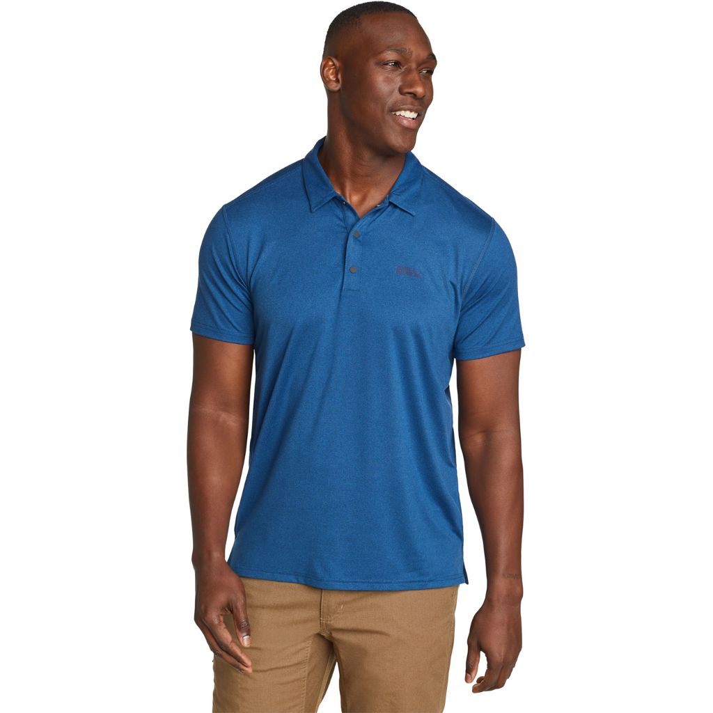 SZ XL, Eddie Bauer Men's Mountain Trek Classic Fit FreeDry Short Sleeve Polo Shirt, Blue