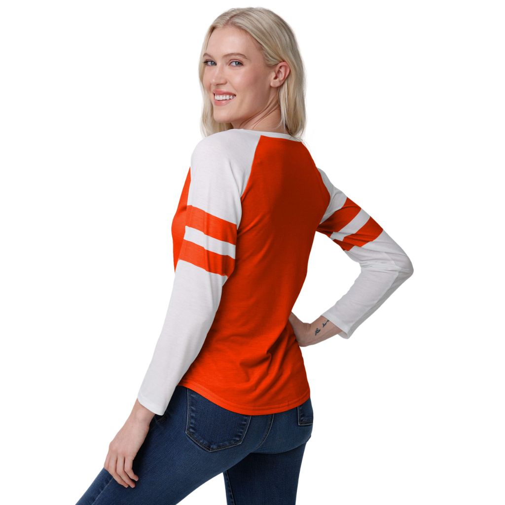 FOCO NFL Team Logo Raglan Top Shirt, Cleveland Browns Script Wordmark, Women's Small
