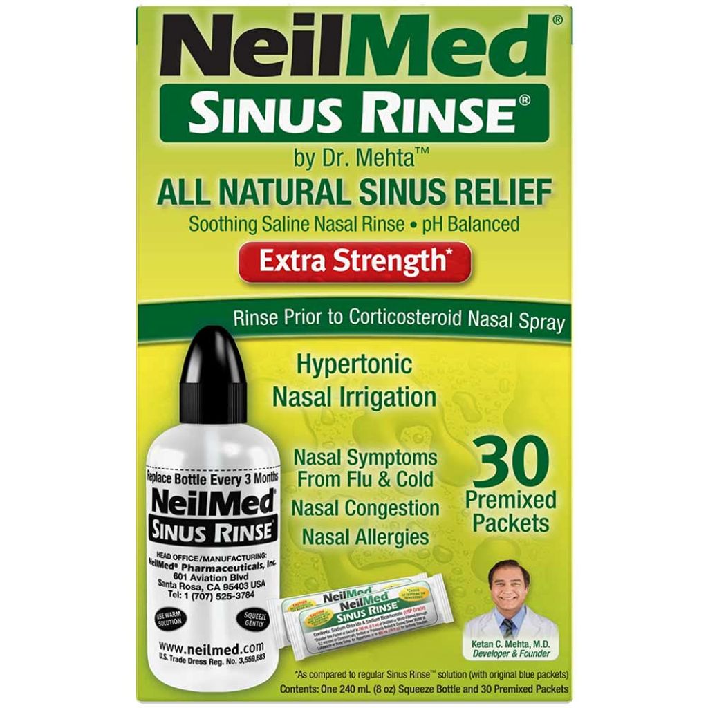 NeilMed Sinus Rinse Extra Strength Hypertonic Kit with 30 Premixed Packets