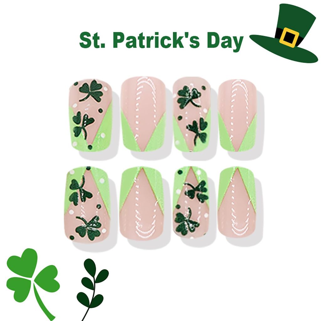 St. Patrick's Day French Tip Press-On Nails - 24pcs.
