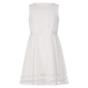 Calvin Klein Girls' Sleeveless Round Neck Fit and Flare Party Dress, Whipped Cream, 16