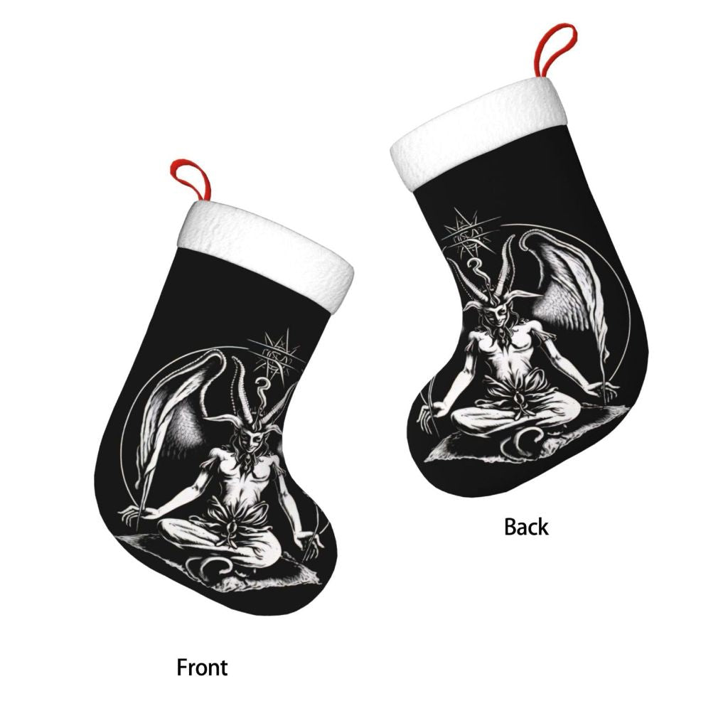 FYCFSLMY Baphomet Satan Devil Large Christmas Stockings, Xmas Tree Fireplace Hanging Decorations for Home Holiday Decor