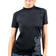 Kanu Surf Women's Breeze UPF 50+ Short Sleeved Active Rashguard & Workout Top, Lanai Black, Medium