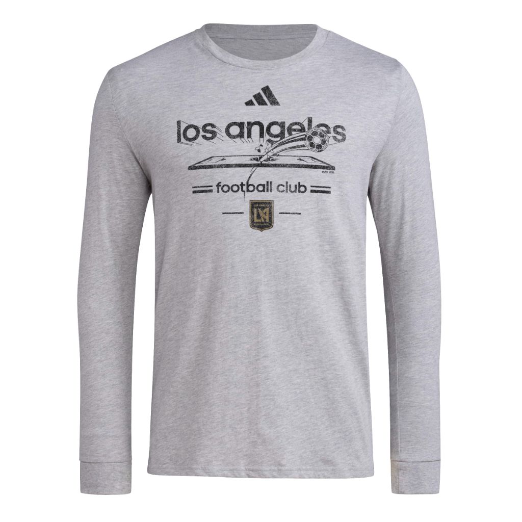 adidas Men's MLS Pre-Game Long Sleeve Soccer Shirt - Los Angeles Football Club, Gray (2XL)