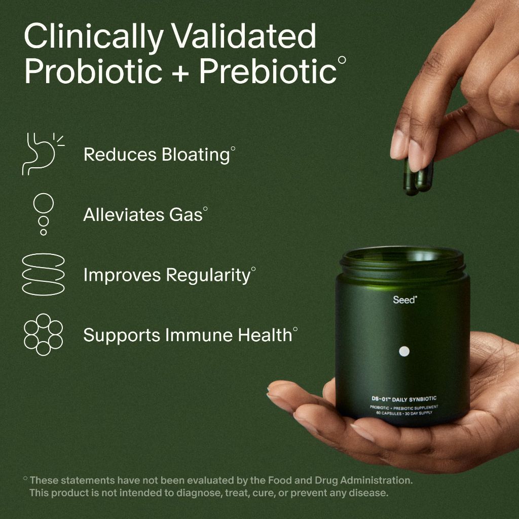 Seed DS-01 Daily Synbiotic - Prebiotic and Probiotic for Women & Men - 30-Day Starter (60ct)