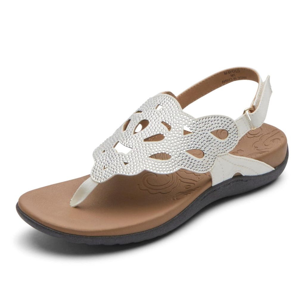 Rockport Women's Ridge Sling, White Bling, 6.5