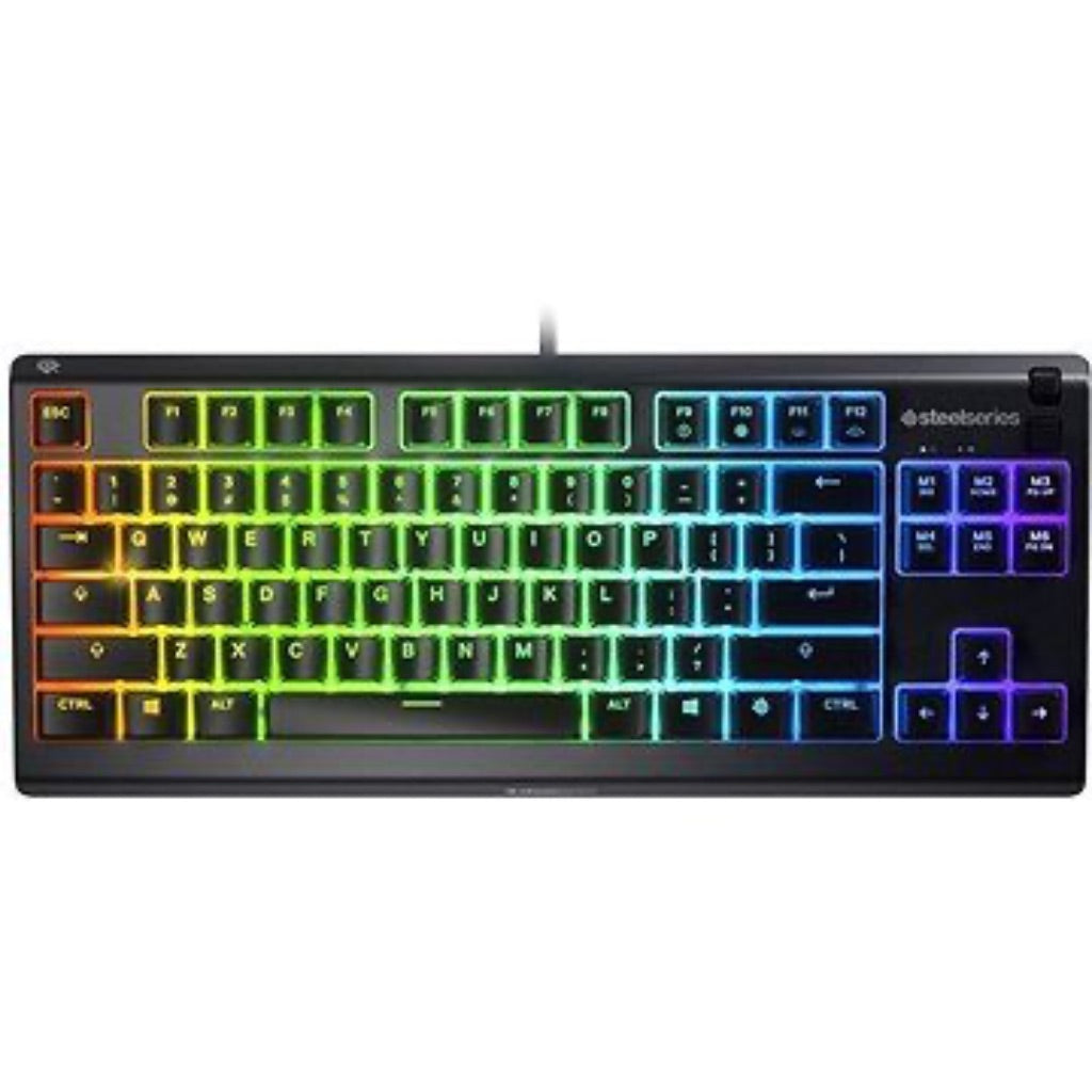 SteelSeries Apex 3 TKL RGB Gaming Keyboard – Tenkeyless Compact Form Factor - 8-Zone RGB Illumination – IP32 Water & Dust Resistant – Whisper Quiet Gaming Switch – Gaming Grade Anti-Ghosting, Black