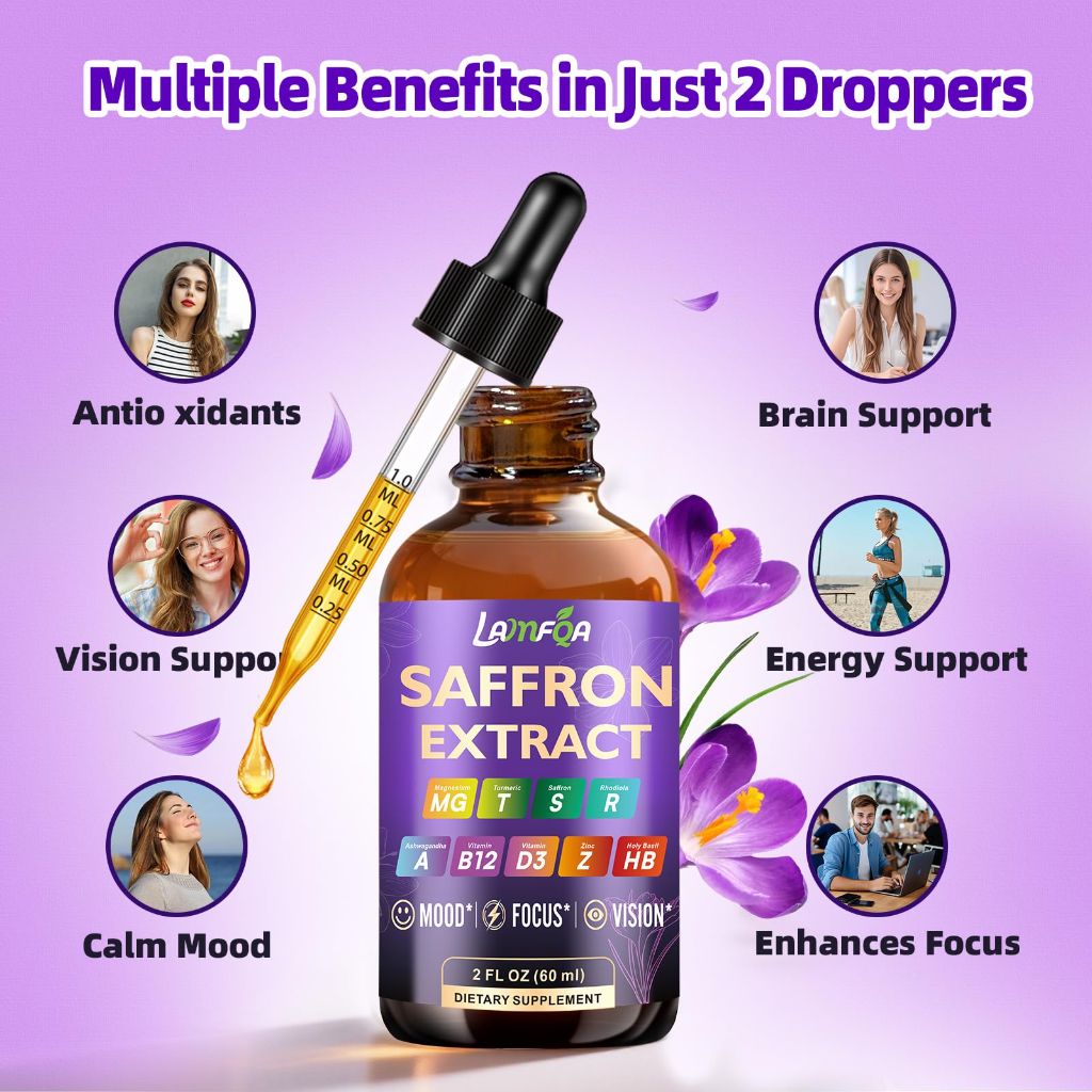 Saffron Extract for Anxiety Relief & Calm Mood Support | 2 Oz