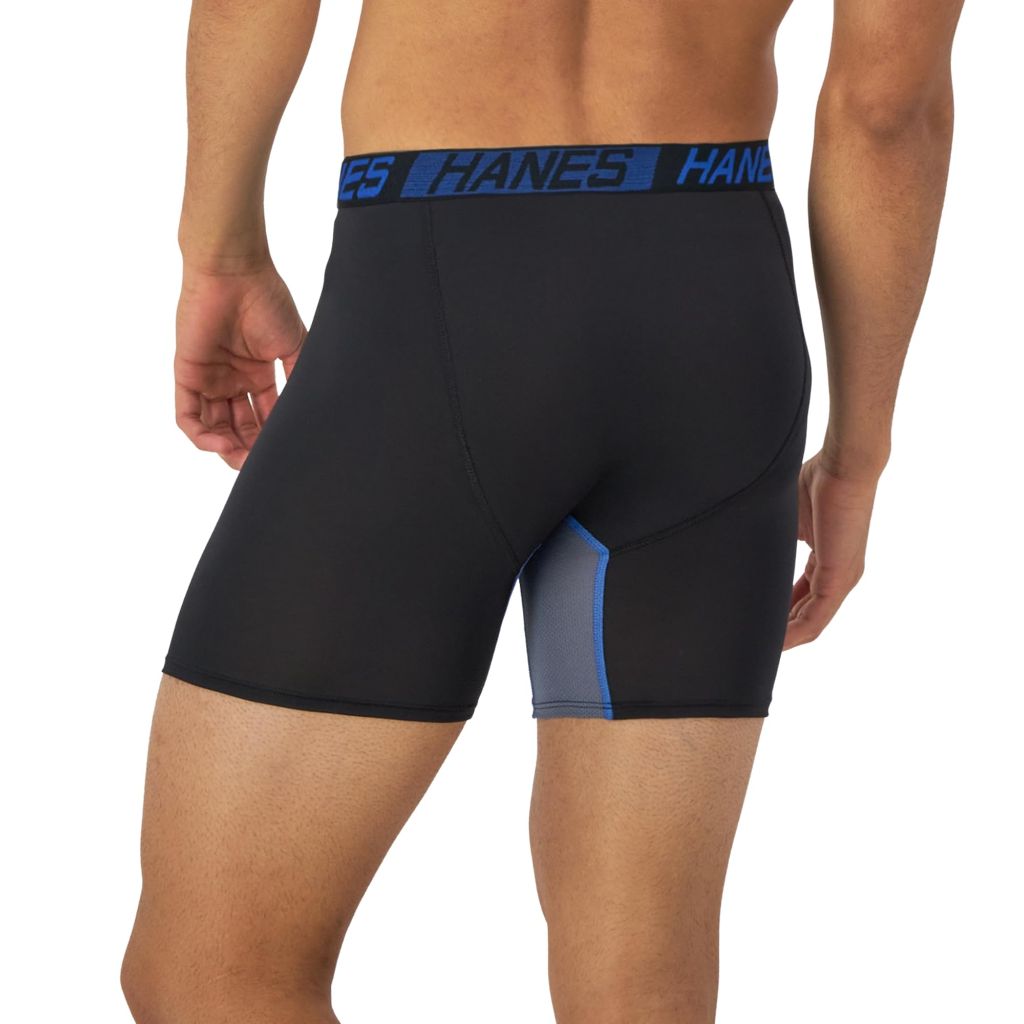 Hanes Men's Underwear Boxer Briefs Pack, 3-Pack X-Temp, Total Support Pouch Black M