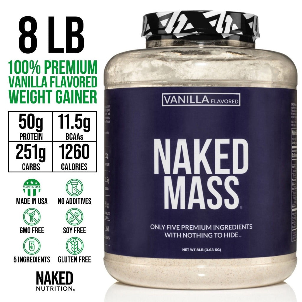 Naked Mass Weight Gainer Protein Powder - Vanilla, 8lb.