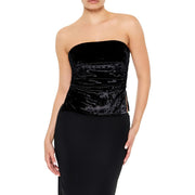 Forever 21 Womens Split-Hem Velvet Tube Top, Black - Size XL