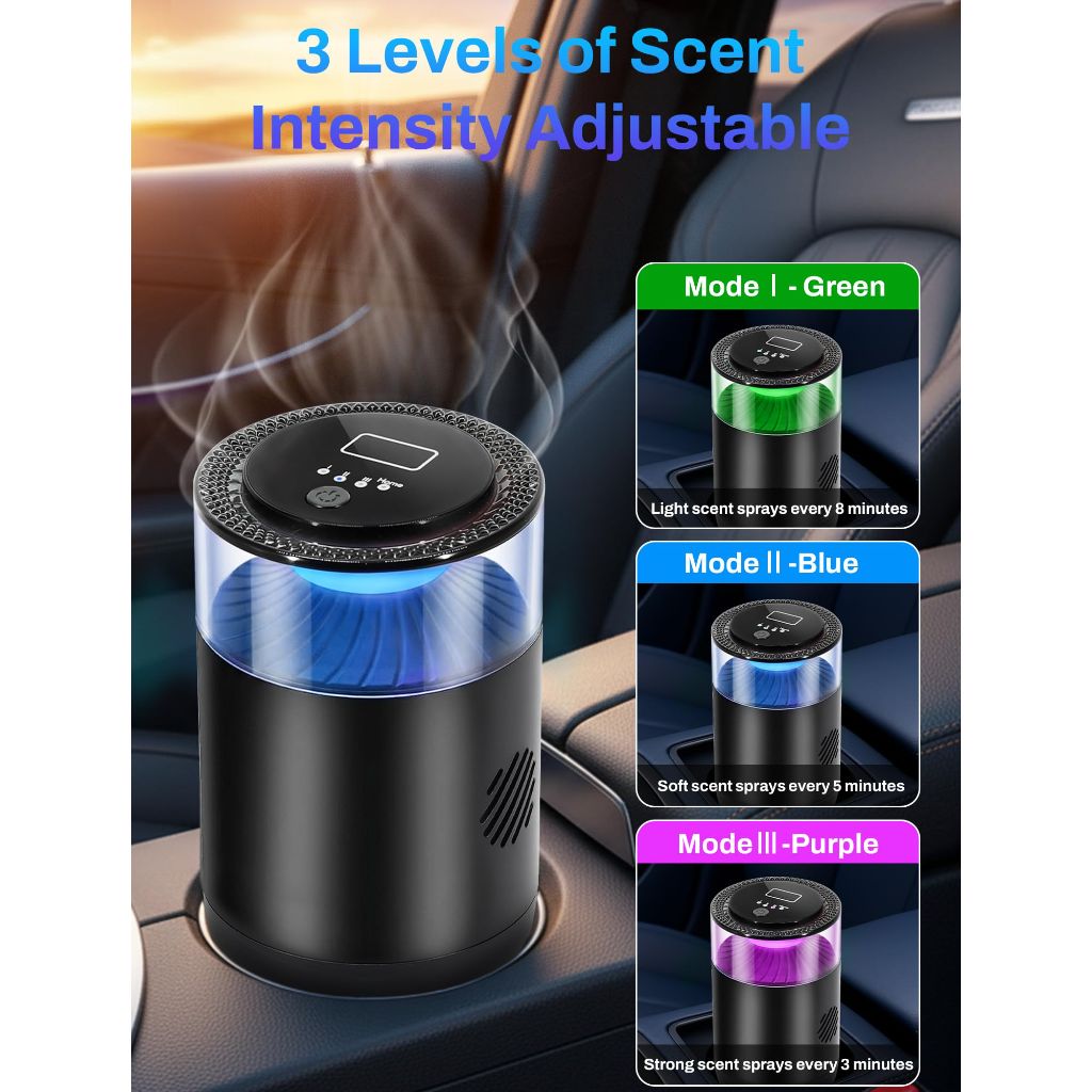 Smart Car Air Freshener w/Ambient Light & Mist Fragrance - Snowy Summit