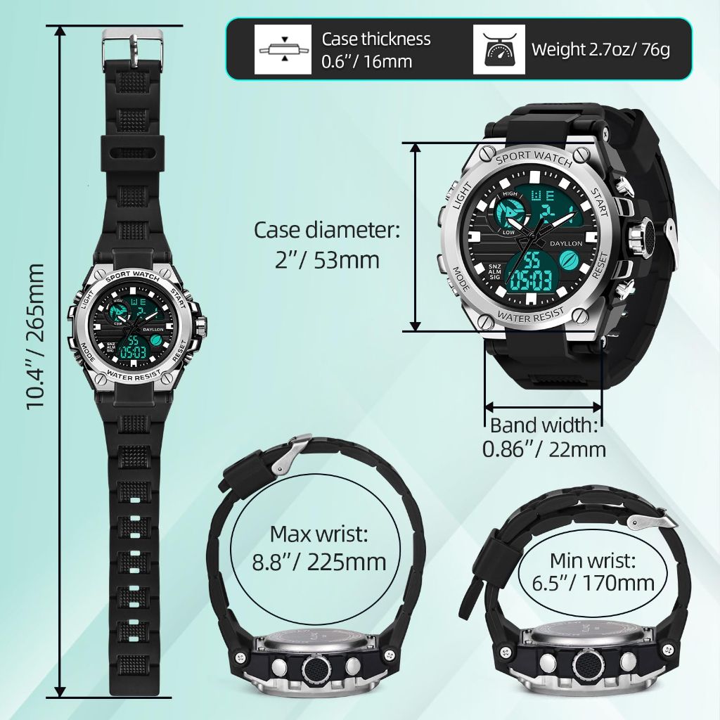 Mens Watch Military Sports Outdoor Waterproof  | Silver