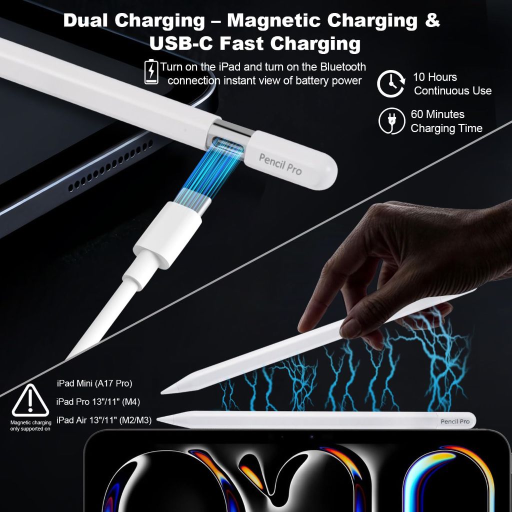 Stylus Pen for iPad with Magnetic Wireless Charging Device Compatibility Check Required