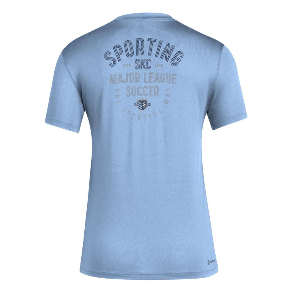 Adidas Women's Sporting Kansas City MLS Short Sleeve T-Shirt, Smoke Blue/Sporting Kansas City, X-Large
