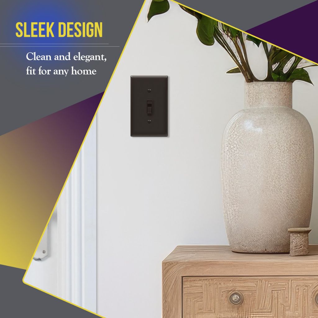 ENERLITES Toggle Light Switch Wall Plate, Gloss Finish, Size 1-Gang 4.50" x 2.76", Unbreakable Polycarbonate Thermoplastic, 8811-BR, Brown, Standard