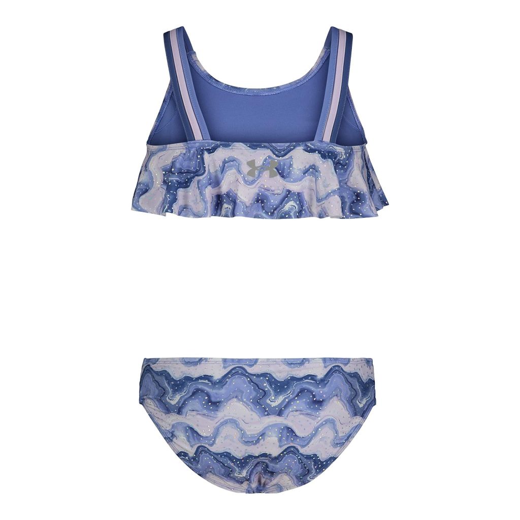 SZ 4, Under Armour Girl's Mixing Waves Flutter Bikini (Little Kids) | Nebula Purple
