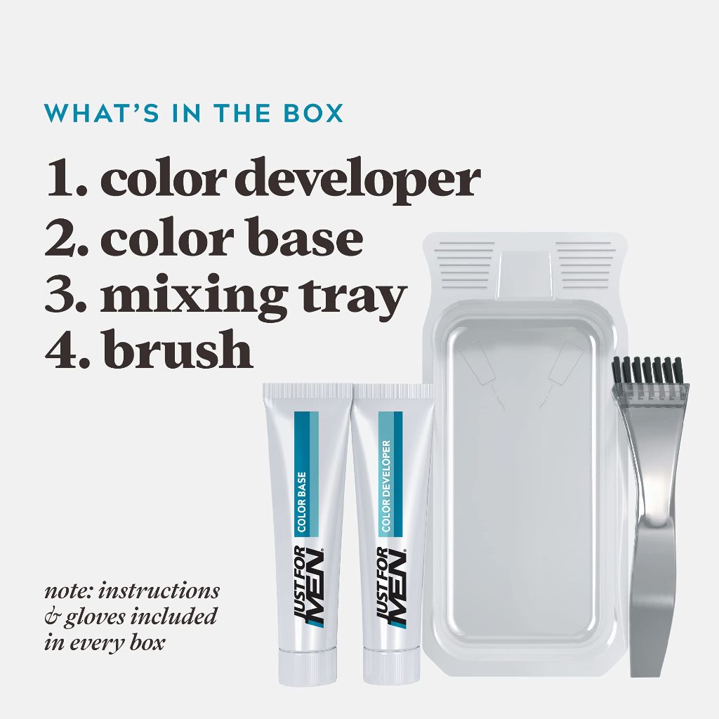 Just For Men Mustache & Beard, Beard Coloring for Gray Hair with Brush, Medium Brown, M-35, Pack of 3