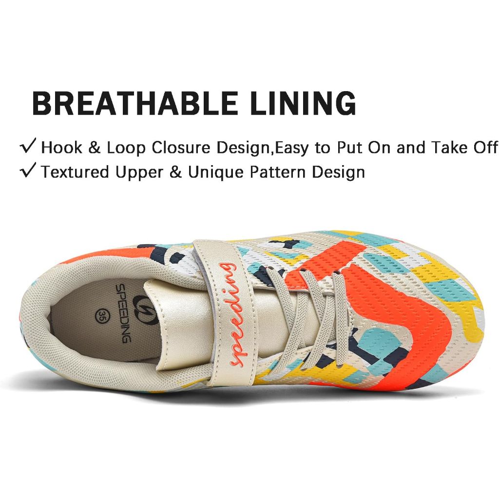 Little Kid's Lightweight Laceless Firm/Multi-Ground Soccer Cleats - Beige Multi, Size 11.5