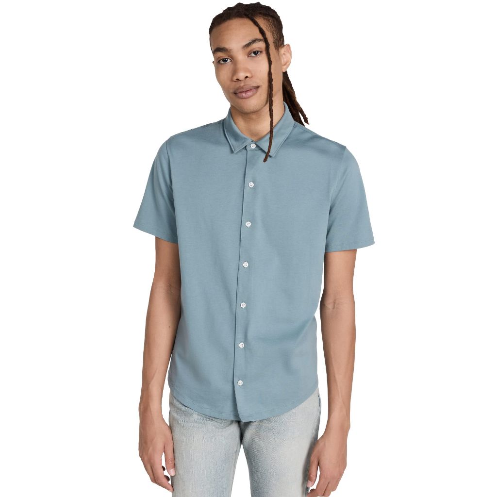 Vince Mens S/S Button Down Shirt, Teal Pool, Small