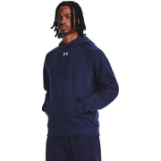 Men Under Armour Rival Fleece Long Sleeve Hoodie, Midnight Navy & White - Medium Tall