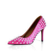 Iadore Women's Chic Pearl Studded Stiletto High Heel Pumps - Rose Satin, Size 10
