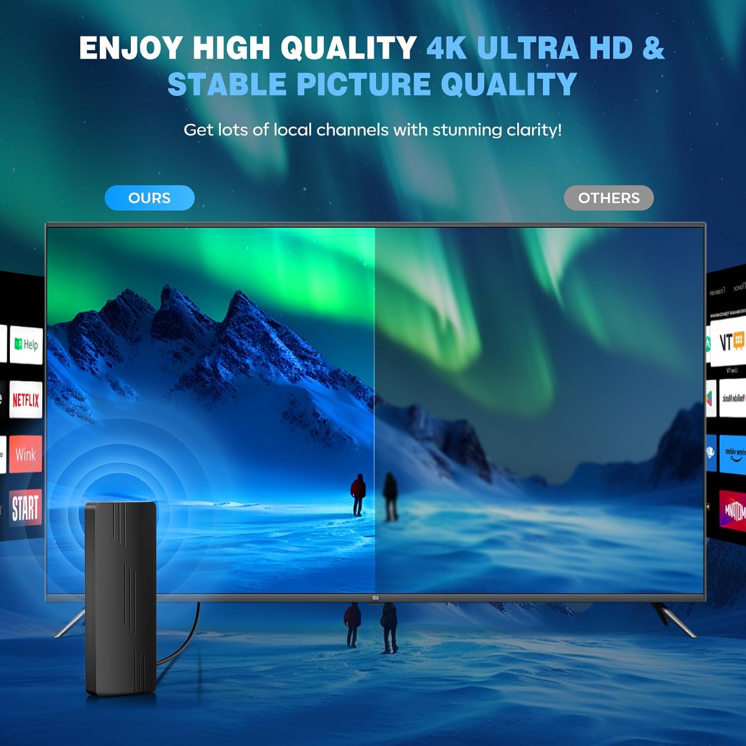 TV Antenna Outdoor Indoor, 2800+ Miles Long Range 360° Reception, Waterproof Digital Antenna with Signal Booster Amplifier