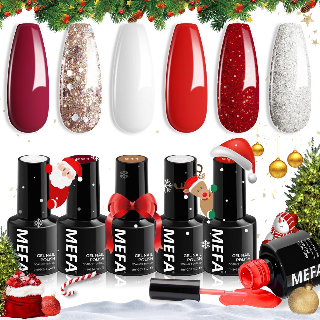 MEFA Red Gel Nail Polish Set 6 Colors