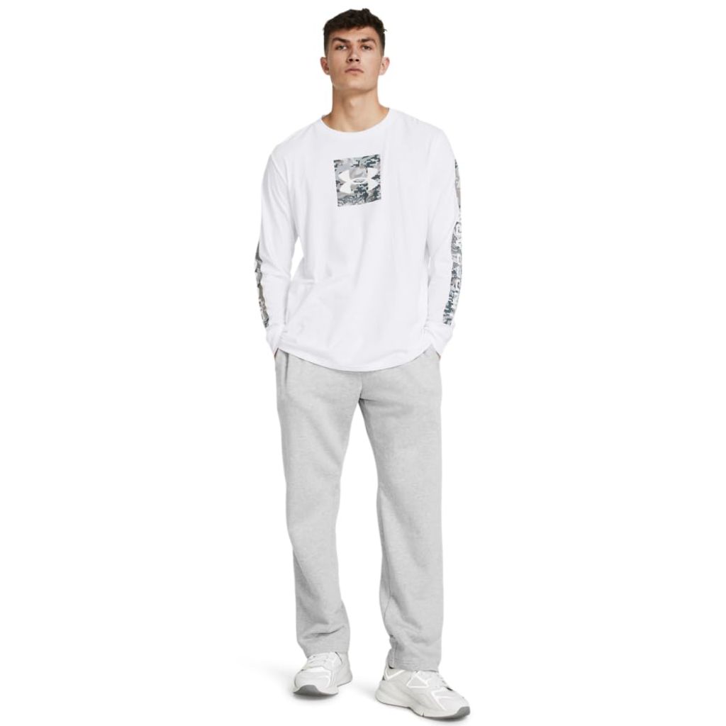 Under Armour Men's Rival Fleece Pants, Mod Gray Light Heather/White, Medium