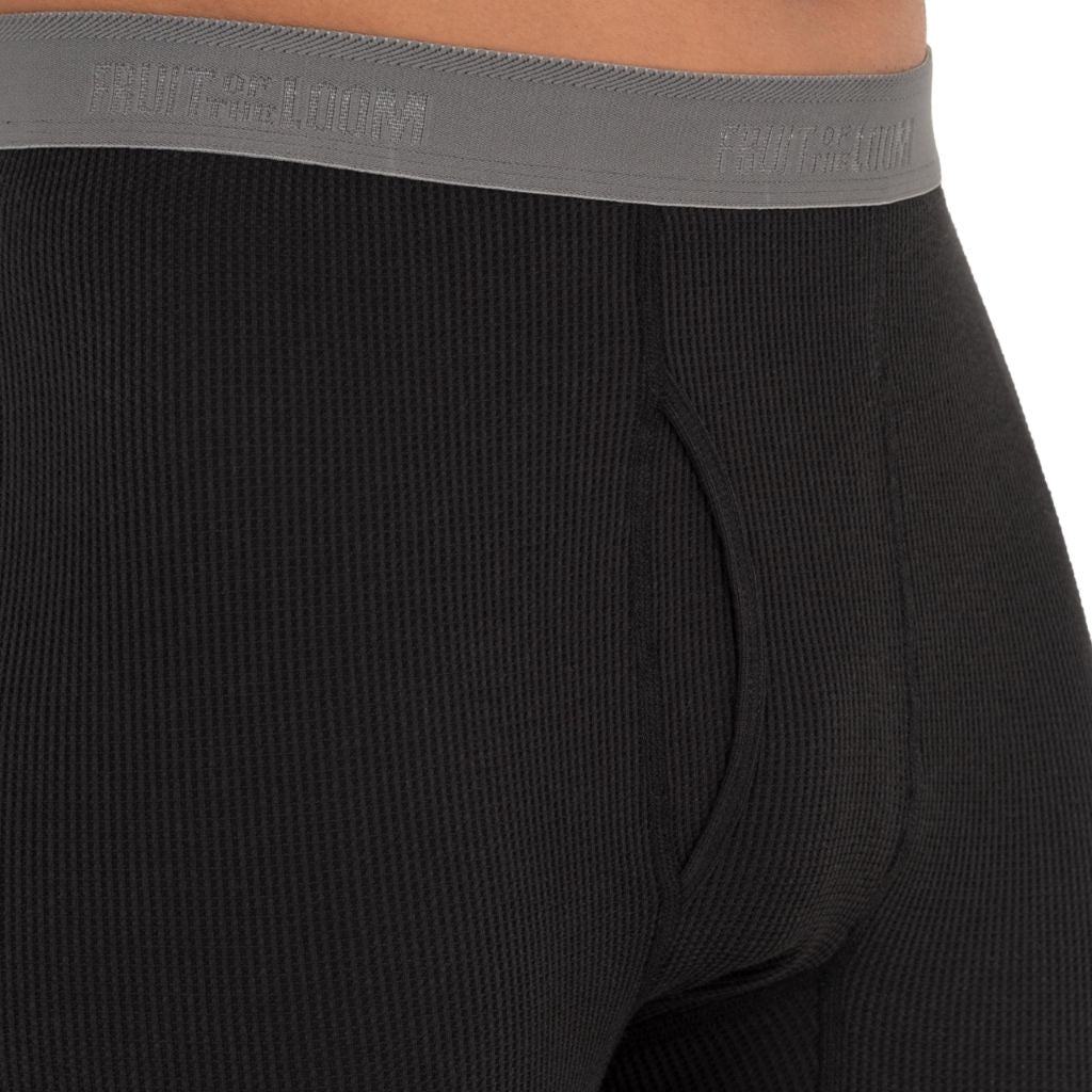 Fruit of The Loom Men's Recycled Waffle Thermal Underwear Bottom, Black, 3X-Large