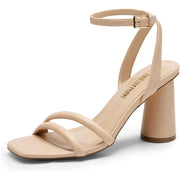 DREAM PAIRS Women's Strappy Open Toe Heels - Nude, Size 11