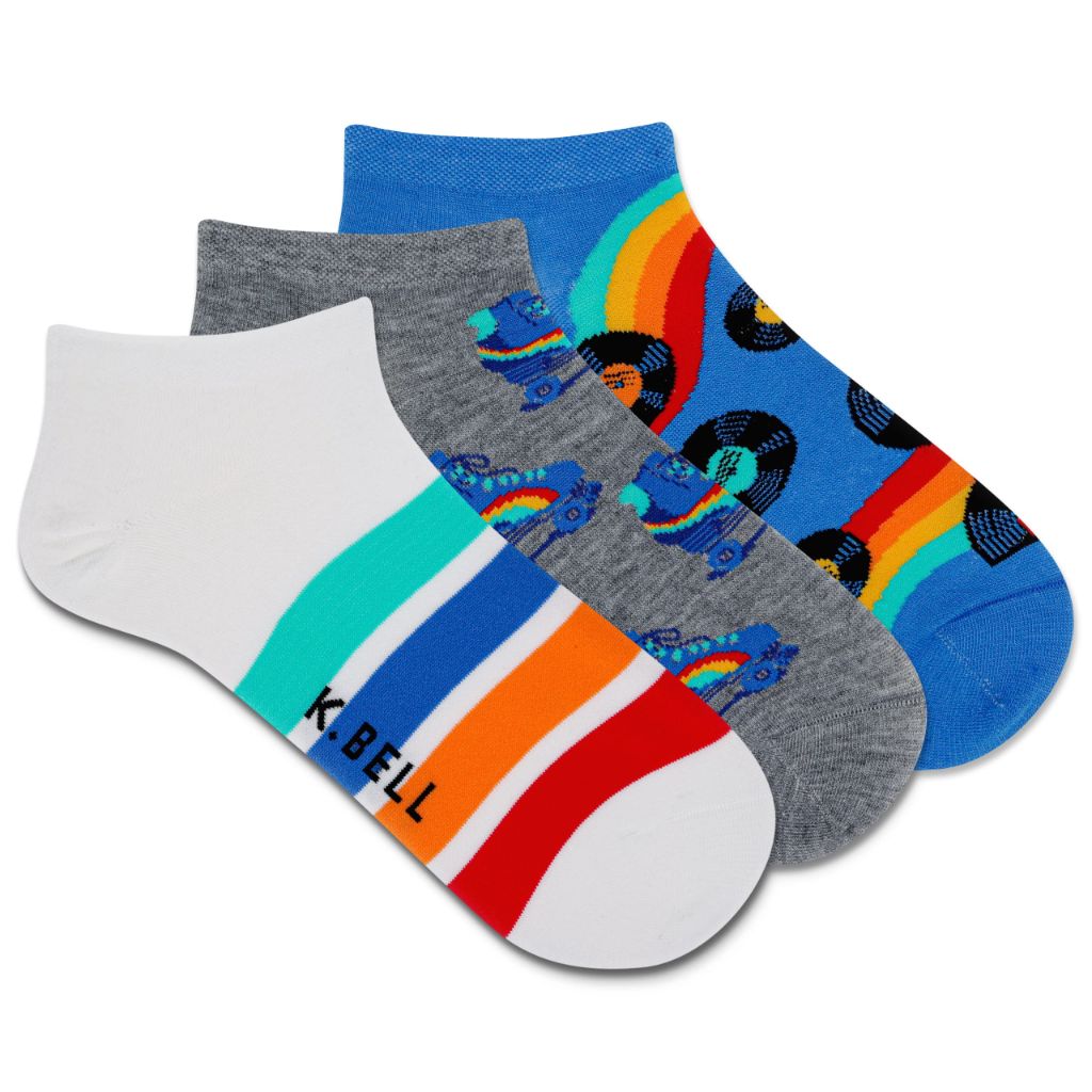SZ 4-10, K. Bell Socks Women's Low Cut, Roller Skate (Gray Assorted)