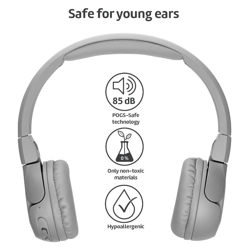 POGS Kids Bluetooth Wireless Headphones: The Gecko 2 (Gray)