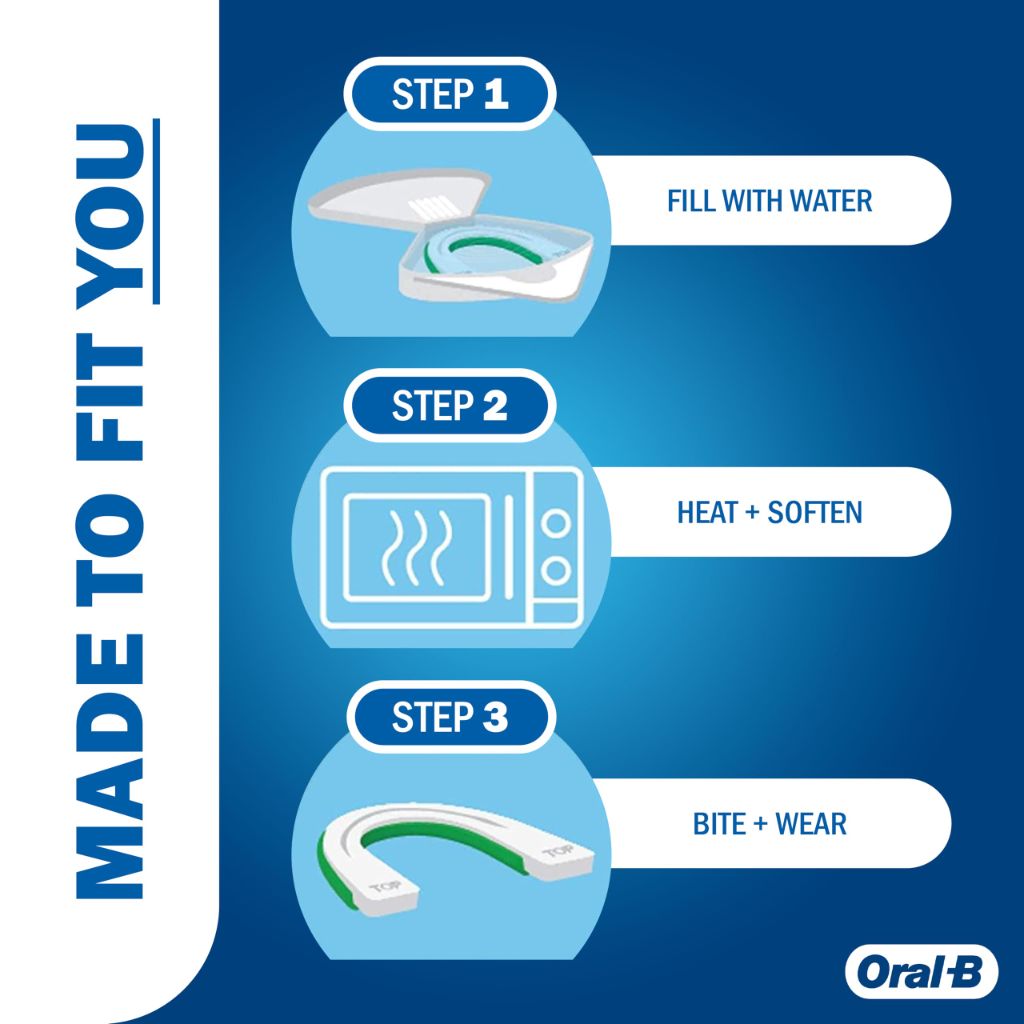 Oral-B Nighttime Dental Guard for Grinding Teeth - Mint Flavor (2 Pack)