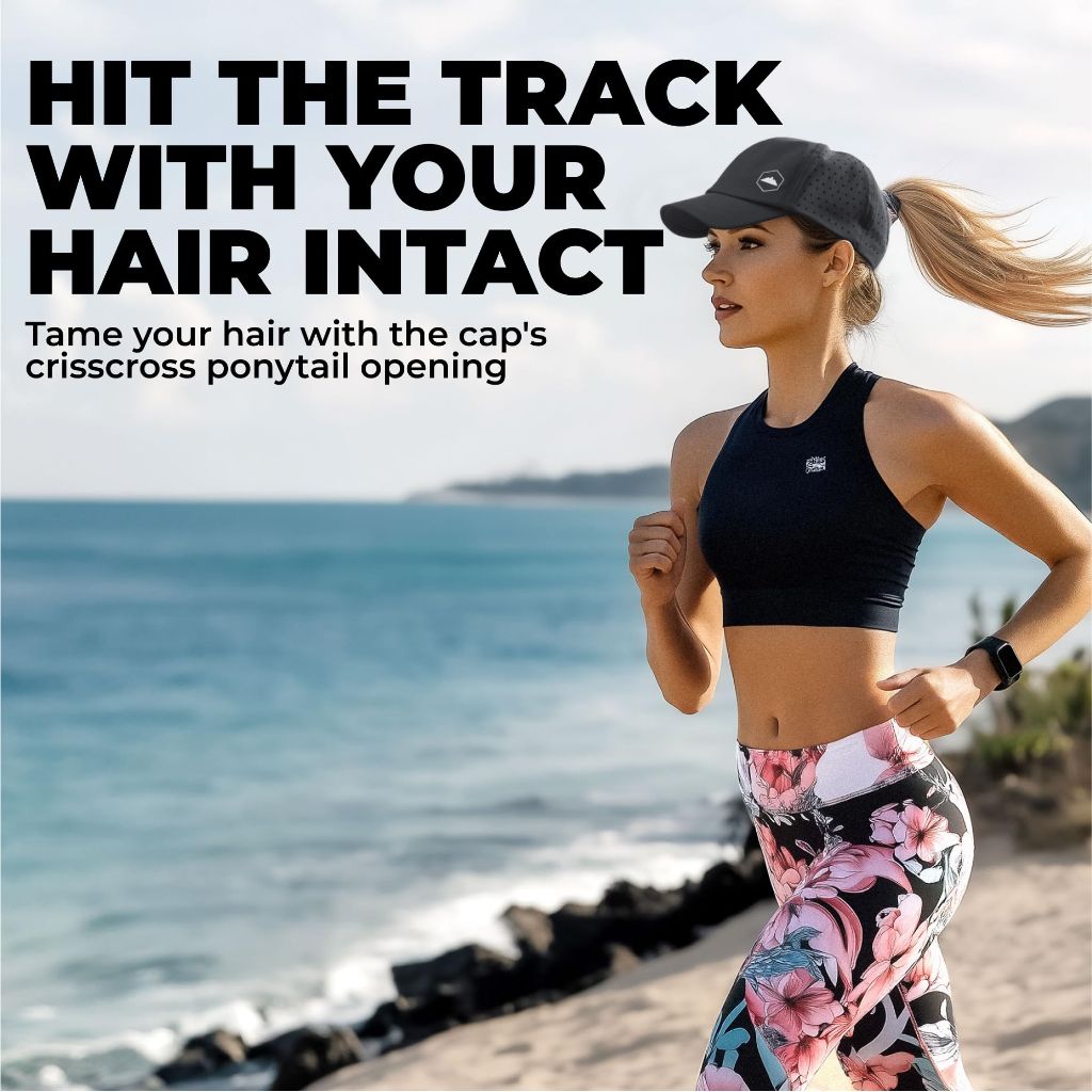 Tough Headwear Ponytail Cap - Womens Baseball Caps - High Ponytail Hats for Women - Women's Hat for Running or Hiking Dark Grey