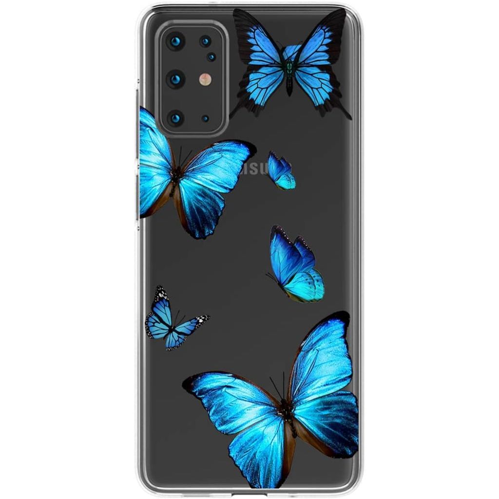 Clear Case Compatible with Galaxy S20 Plus 5G (Not fit S20 FE), (Blue Butterfly)
