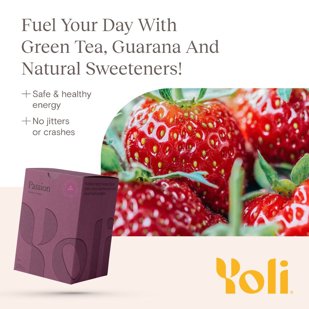 Yoli Passion Energy Powder Mix Berry 30 Individual Packets